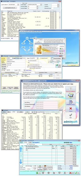 Screen shots from Adminsoft Accounts, example 1